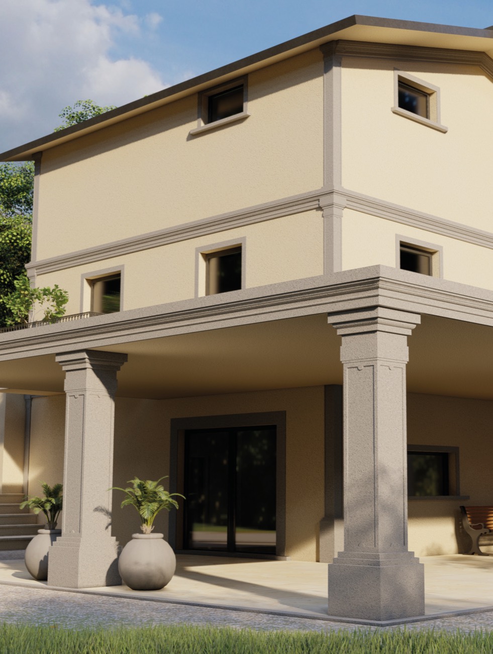 Manufatti in cemento Bosco su una villa